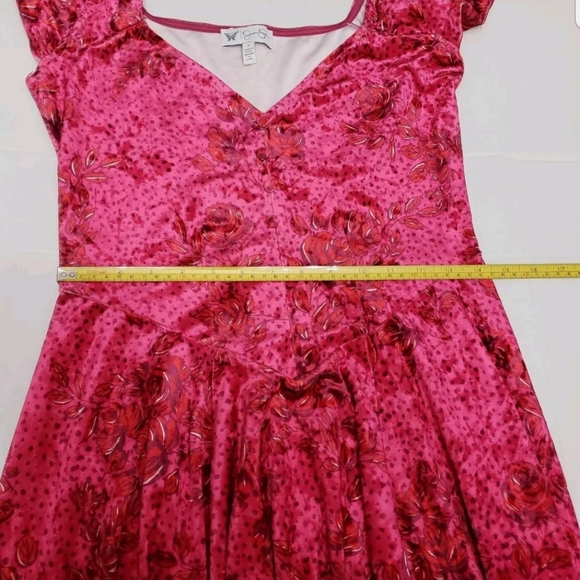 Jessica Simpson Crushed Velvet Fairy Goth Floral Romantic Asymmetrical Dress S - Picture 5 of 11